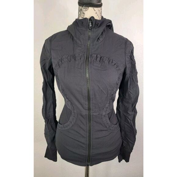 Lululemon Dance Studio Jacket Hooded Size 6 Black Gray Reversible - Picture 2 of 12